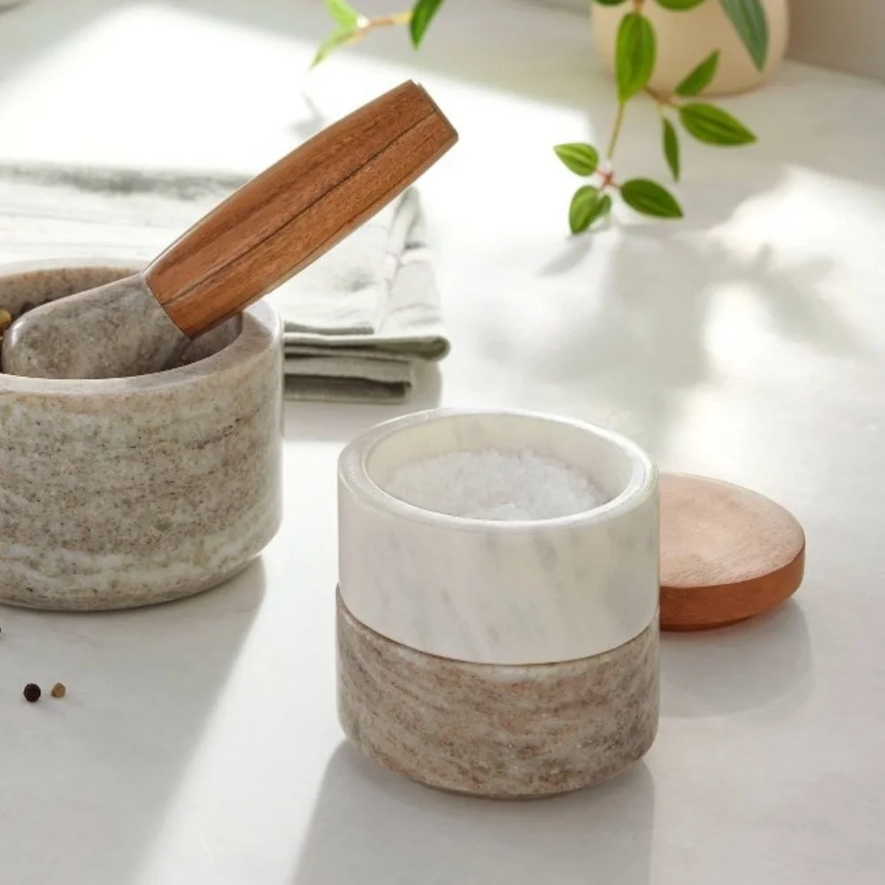 3 pc Marble Stacking Salt & Pepper Cellar Hearth & Hand with Magnolia